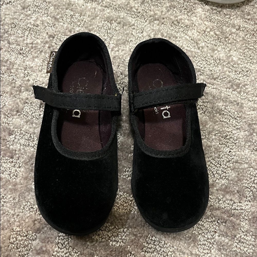 Cienta Black Velvet Kids Dress Shoes